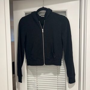 Aritzia TNA Grey Cropped Waffle Zip Hoodie (Size Small)
